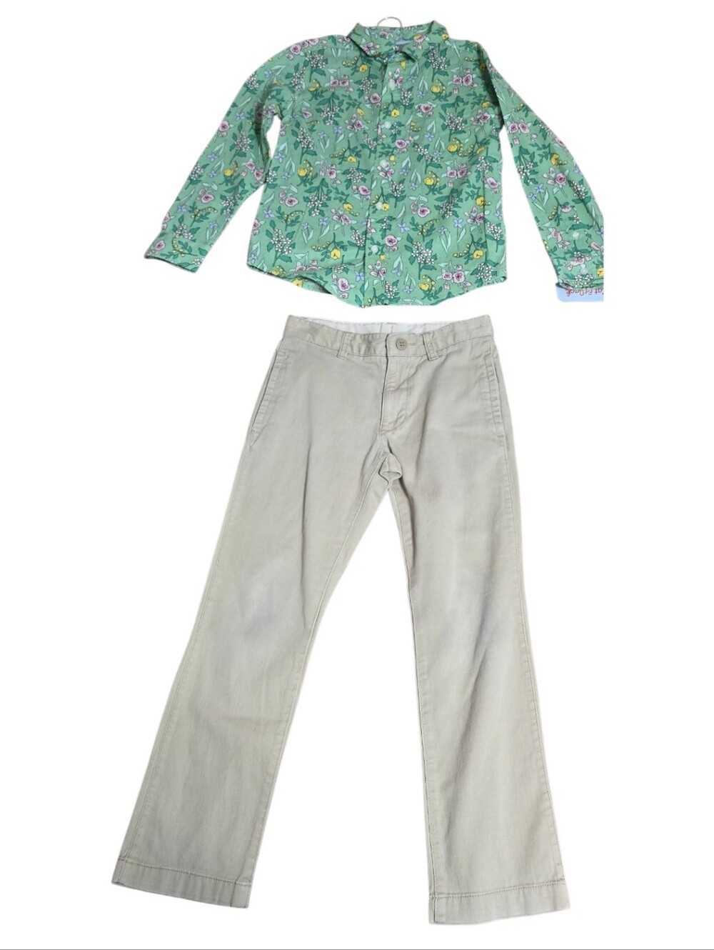 Cat & Jack Blouse Beige Straight-Leg Cotton Pants - Girl's Neutral Trousers